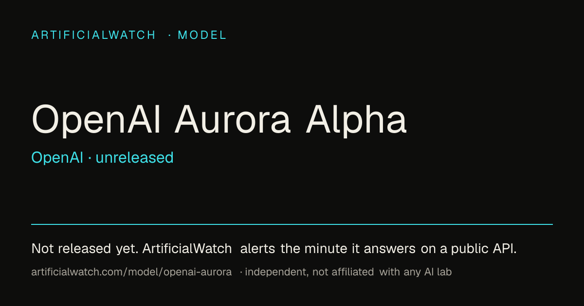 OpenAI Aurora Alpha release date: leaks & launch alerts · ArtificialWatch