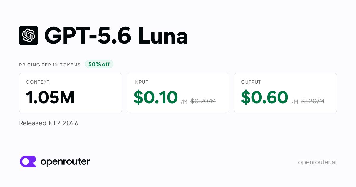 The $0.20 Luna headline is the long-context tier — we read the catalog and the base rate is $0.10