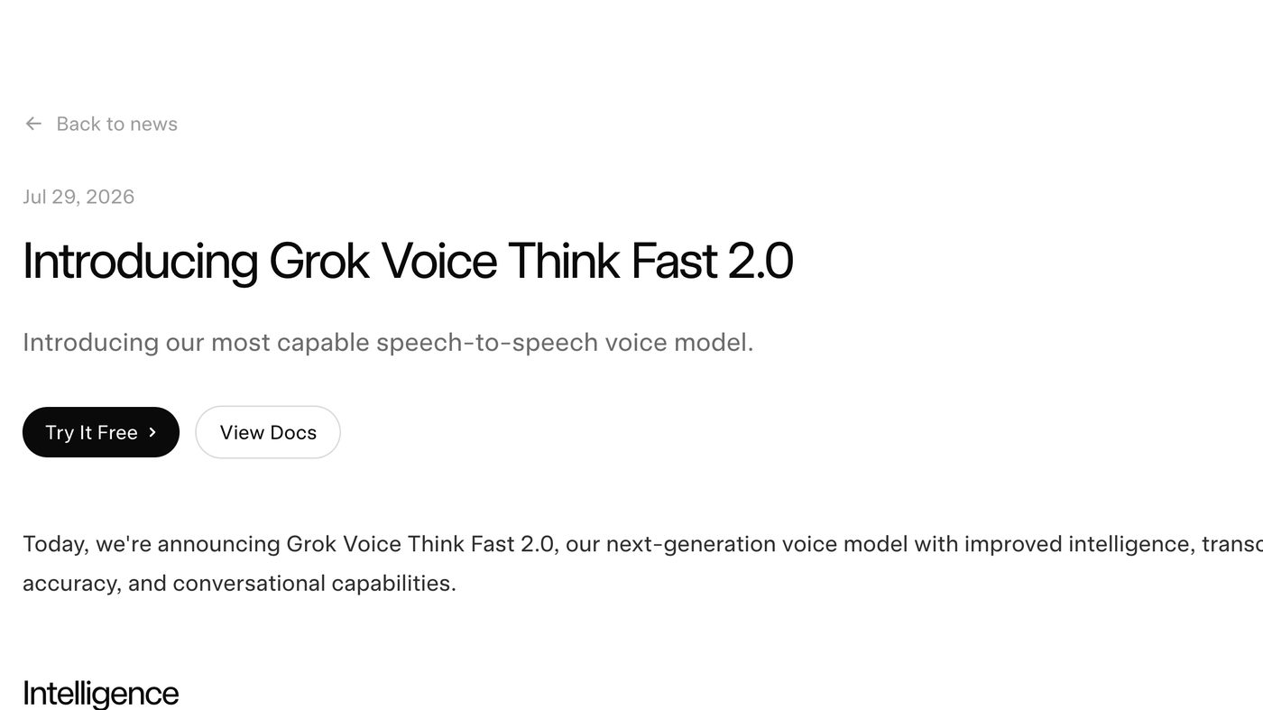 grok-voice-latest repoints to Think Fast 2.0 tomorrow — pin 1.0 before then, or your voice agent changes model