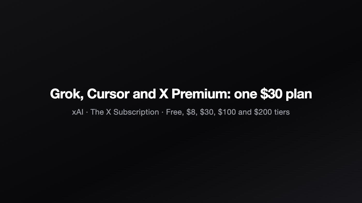 xAI bundles Grok, Cursor and X Premium into one plan: $30 a month for what it says cost $90